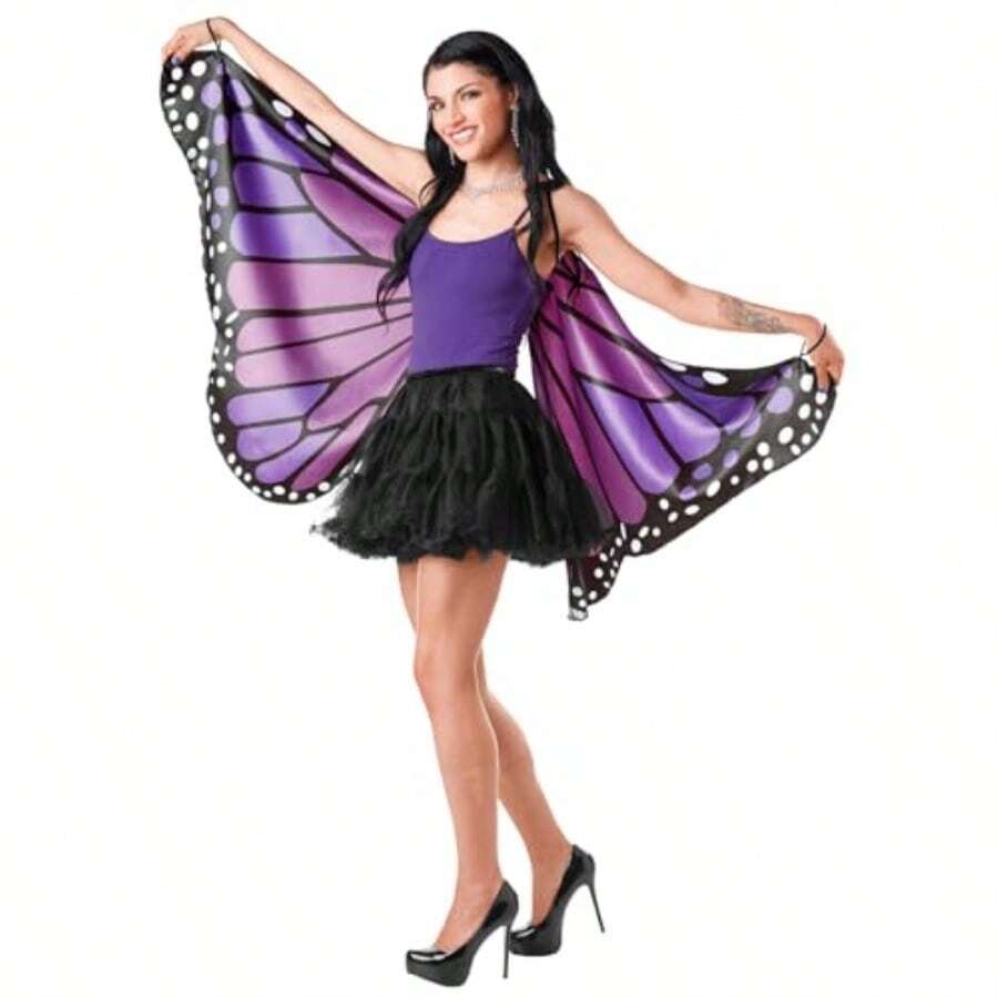 Seasons Butterfly Cape Wings For Women Halloween Costume Adult One Size - Perfect For Themed Parties Cosplay And Festive Events Lightweight And Adjustable Design For Comfortable Wear - -紫色的- - 查看 1