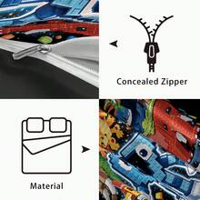 三件套床上用品，采用数码六七积木图案印花，包含1个被套和2个枕套，柔软舒适的涤纶面料，适合家居装饰，是送给男孩、女孩和青少年的礼物，四季皆宜。 - 6697+SJT+K - 查看 10