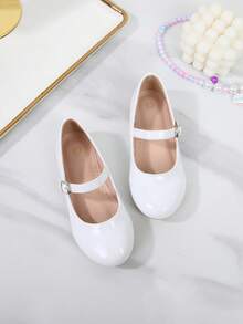 Mädchen Nische modische weiche Sohle flache Schuhe mit niedrigem Schaft, vielseitig, retro Prinzessin Stil, Einfarbig - Weiss - Übersicht 5