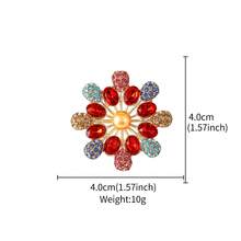 1 Stück neue farbenfrohe Sonnenblumen Brosche, Legierung Glas Strass Blumen Brosche Anstecknadel, Cardigan Clip um Kleiderschäden zu verhindern - Rot - Übersicht 6