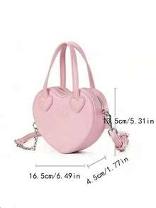 Sweet Girl Crossbody Bag, Playful Heart-Shaped Handbag, Mini Phone Pouch - Pink - View 8