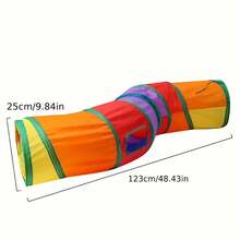 Foldable Rainbow Straight-Through Cat Tunnel, Interactive Cat Toy - Multicolor - View 16