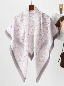 1条110厘米女士印花方巾，薄纱材质，轻盈柔软透气，用途广泛，优雅印花，舒适披肩，适合日常佩戴，四季皆宜。 - 彩色 - 查看 15