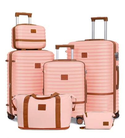  Joyway 7-Piece Luggage Set ABS Hardshell Suitcase With Spinner Wheels TSA Lock YKK Zipper 25% Expandable Airline Approved Carry On Luggage Case Trolley Suitcase Travel Suitcase Travel Essentials For Men Women Vacation Business Large Capacity Travel Accessories Travel Organizer Travel Stuff Luggage Suitcase Travel Luggage Suitcases Travel Luggage Suitcase Bag Durable Luggage With Wheels Cruise Essentials Holiday Essentials Vacation Essentials