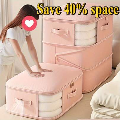 1pc Extra Large Capacity Portable Compression Storage Bag, Suitable For Clothes, Blankets, Pillows, Sofa Cushions, Down Quilts, Ideal Choice For Bedroom And Living Room, Space-Saving Storage Assistant