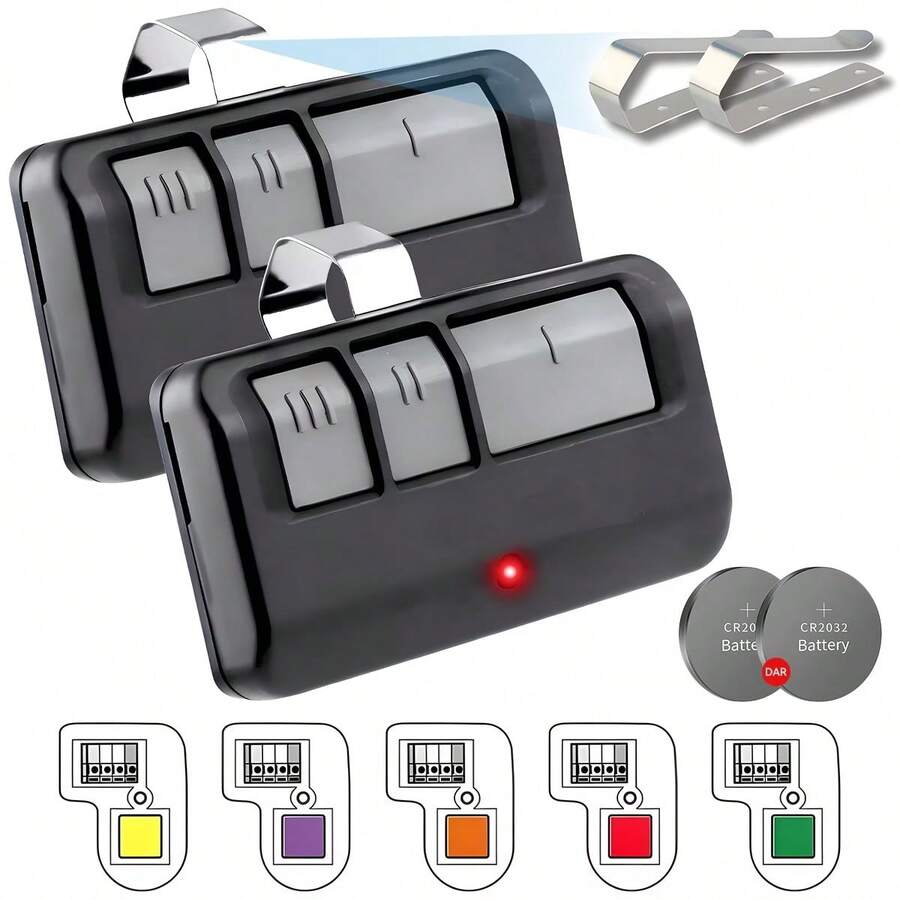 2pcs Garage Door Opener Remote 3-Button Remote Replacement for Chamberlain LiftMaster Craftsman - Negro - Ver 1