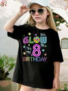 Divertida camiseta infantil estampada en tejido de algodón suave, manga corta y cuello redondo. El regalo perfecto del verano. Para niños y niñas, camisetas de verano imprescindibles, camisetas de manga corta para adolescentes - Negro - Ver 1