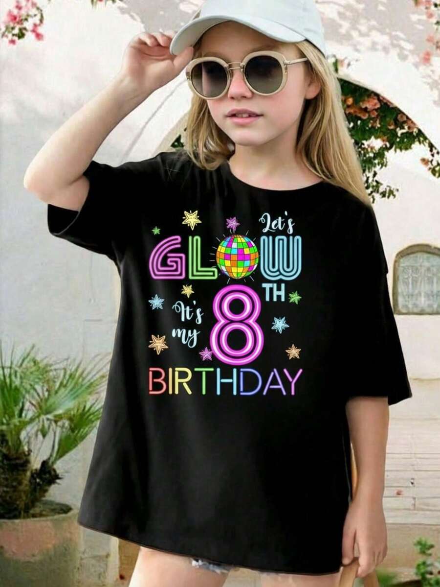 Divertida camiseta infantil estampada en tejido de algodón suave, manga corta y cuello redondo. El regalo perfecto del verano. Para niños y niñas, camisetas de verano imprescindibles, camisetas de manga corta para adolescentes - Negro - Ver 1