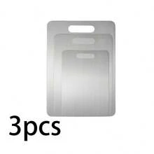 3pcs/1pc Titanium Alloy Cutting Board, Kitchen Titanium Alloy Chopping Board, 304 Stainless Steel Cutting Board, Suitable For Meat, Fruits And Vegetables - Silver - View 14