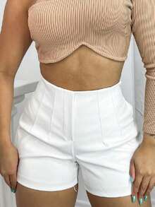 Women's High-Waisted Tailored Shorts - 白色的. - 查看 1
