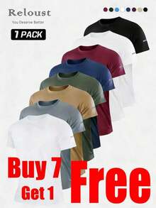 7 Pack Men'S Quick Dry Workout Gym T Shirts, Short Sleeve Active Running Athletic Tee Tops, Purchase And Receive One Additional Color For Free. Gifts For Boyfriend. Butfits For Men, Camiseta Para Hombre - Assorted 8-Piece Set - 查看 10