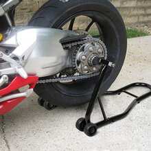 COSTWAY Portable Steel Motorcycle Stand Sport Bike Rear Wheel Lift, Black - Black - View 3