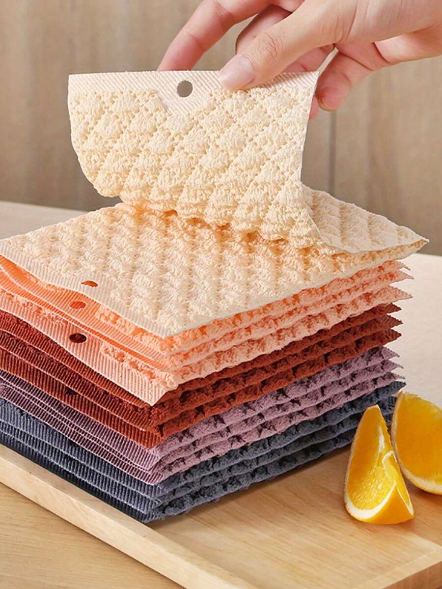 Bộ 3 khăn lau (12x15cm) - Khăn lau bếp, nhanh khô, có thể tái sử dụng và giặt được - Dùng cho mặt bàn, bếp, lò nướng, bát đĩa, dầu mỡ - Tương thích với nước rửa chén - giẻ rách - Xem 1