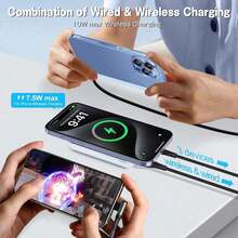 Fast Charging Portable Power Source Ultra Slim 5000mAh Magnetic Power Bank With Wireless Charging Support Up To 15W And USB-C PD 20W Fast Charge, Lightweight Mini Portable Charger With Magnetic Ring Included, Designed For On-The-Go Charging, Travel Essentials, Daily Commute And Outdoor Use Memorial Day Summer Kickoff - Blue - View 7