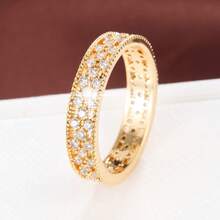 1pc Geometric Hollow Flower Design Cubic Zirconia Inlaid Fashion Ring For Women - Multicolor - View 24