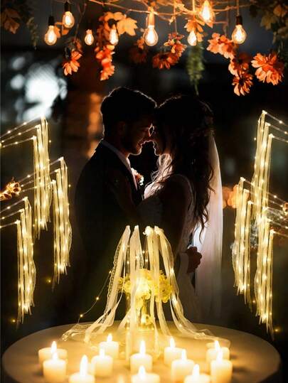 10 piezas Varitas de boda con cintas, 3 funciones de iluminación intermitente, varitas de hadas de seda con LED brillante, varitas de encaje con campanas, adecuadas para recepción de bodas, ceremonia de graduación, Nochevieja, fiesta de cumpleaños (blanco cálido)