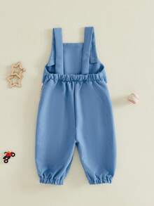 Baby Boys Overalls Romper Baseball Embroidery Sleeveless Jumpsuit Suspender Pants for Toddler - Azul - Ver 3