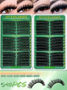 600pcs D-Curl Fluffy False Eyelashes Set (10-16mm), Beginner-Friendly False Eyelash Tutorial Book, Thick & Voluminous DIY Segmented Eyelash Extensions (With Adhesive Seal), Tweezers, Eyelash Brush, Thickening Lashes, Lightweight & Reusable Large Capacity Individual Lashes - 黑色 - 查看 18
