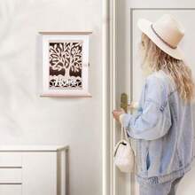 Wooden Key Holder Vintage Key Boxes Wall Mounted Indoor 6 Key Hooks Key Box Key Cabinet With Lock Buckle For Entrance Hallway Office Key Holder White Tree Of Life Pattern - White - View 2