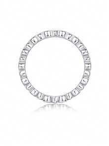 Anillo de Moissanita de plata de ley 925, adecuado para banquetes, fiestas, ocasiones oficiales, festivales, Día de San Valentín, compromiso, boda, aniversario, regalo de cumpleaños, con certificado - Plateado - Ver 8