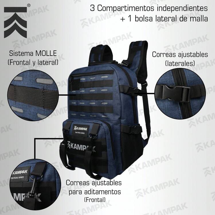 Super Mochila Kampak Ep40 Multiusos P/ Laptop Ajustable - Azul - Añade 6