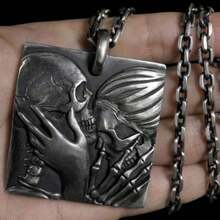 Punk-Style Accessory: Skull Sign Necklace With Eye Contact Design. Made Of Alloy. Cool And Jewelry. - Black - View 8