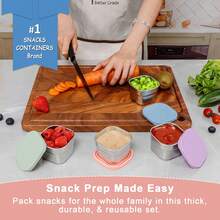 4 Packs 4.7oz Stainless Steel Snack Containers With Silicone Lids - Reusable Small Salad Dressing Containers For Snacks & Foods, Condiments, Leak-Proof, Easy Open (140ML) - Multicolor - View 10