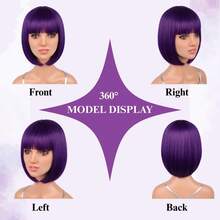 1pc Fashion Women's Bobbed Wig With Bangs, Colorful Anime Cosplay Wig For Party, Available In Pink, Green, Black, Gold, Red, Brown, Blue, White, Purple, Orange, Yellow, Rainbow And Other Vibrant Colors, Suitable For Holidays, Anime Conventions, Celebrations, Daily Wear, Also Makes A Great Birthday Gift. Retro 80s Punk Rock Style Wig Also Available. - Nhiều màu - Xem 7
