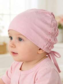 4顶婴儿新生儿帽子，穆斯林头巾内衬帽，带系带头巾帽，适合0-12个月的男婴女婴，柔软弹力，多色可选，可作为婴儿洗礼装饰礼物或周岁生日礼物。 - 彩色 - 查看 5