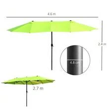 Oval Garden Parasol 460 X 270 Cm With Crank, Double Green Parasol For Patio And Garden - Lime Green - View 3