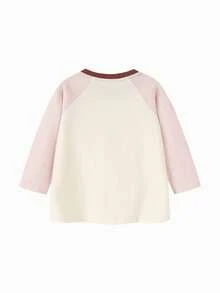 Áo thun tay raglan cho bé gái, unisex, chất liệu mềm mại và thoáng khí, họa tiết dễ thương, bộ sưu tập Xuân 2026. - hồng - Xem 5