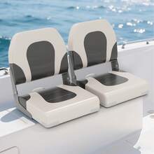 COSTWAY 2-Pack Upholstered Folding Captain Boat Chair With Padded Seat And Back, Grey - Grey - View 10