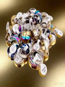 Juego de anillos de acero inoxidable unisex de 5/10/20/30/50/100/200 piezas - Mezcla y combina simple, aporta un estilo sorprendente para todos - Multicolor - Ver 9