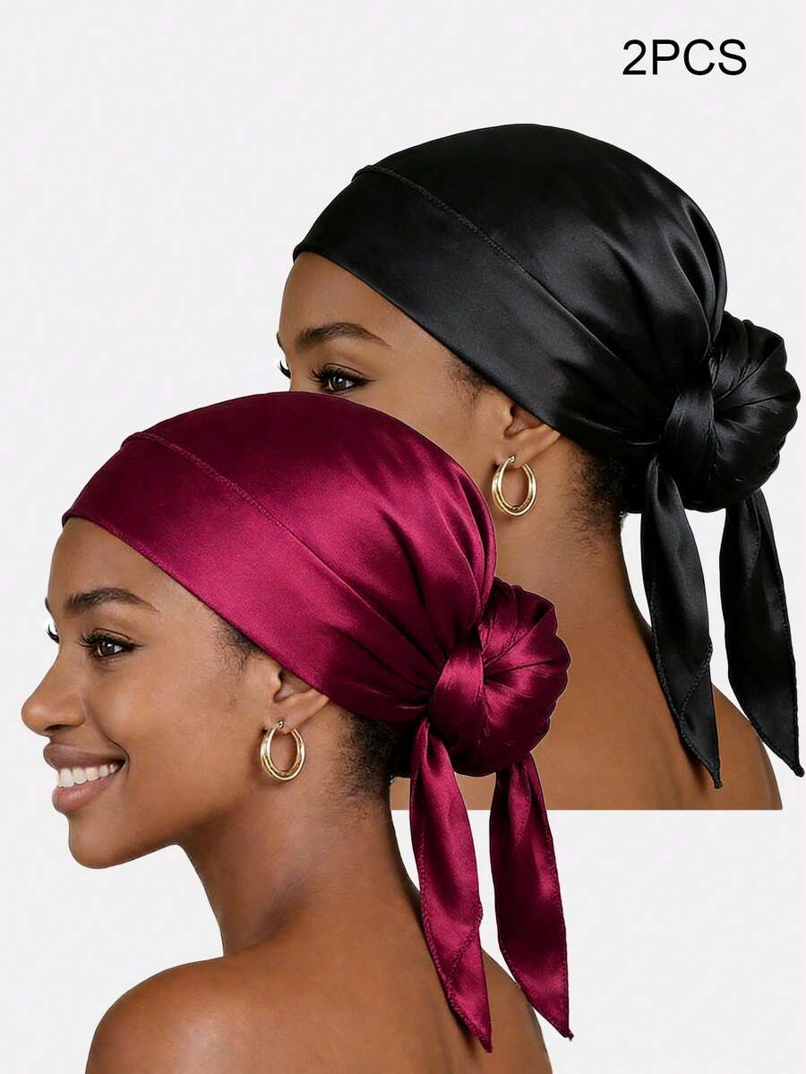 2 piezas Sombrero de pirata de satén de seda sintética con cola larga, adecuado para uso diario, verano, playa