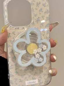 1. 清新简约微风绿叶草小花猫爪摇摆音乐磁吸手机支架，可伸缩便携桌面支架，高端质感支架 - 彩色 - 查看 2