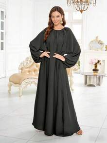 1pc Solid Color Nida Fabric Abaya, No Hijab, Loose & Comfortable, Suitable For All Bust Sizes, Suitable For Muslim Women's Daily Wear, All Season - Multicolor - View 8
