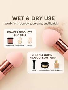 4/3/1 st rosa sminksvampset, inklusive sminksvamp med handtag, puderpuff och sminksvamp. Dessa sminkverktyg kan användas för våt och torr applicering av foundation, concealer, puder och kräm. Prisvärda sminkverktyg, perfekta som present till kvinnor. - Multifärgad - Visa 4