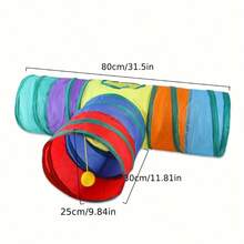 Foldable Rainbow Straight-Through Cat Tunnel, Interactive Cat Toy - Multicolor - View 12