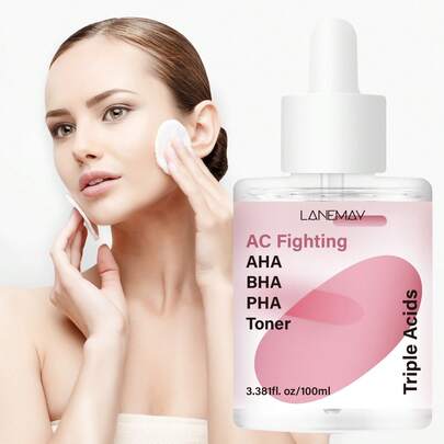 100 ml Tonique équilibrant AHA/BHA/PHA, exfolie en douceur pour renouveler la peau, éclaircit, hydrate en profondeur et hydrate, contrôle le sébum, nettoie les pores, estompe les rides fines