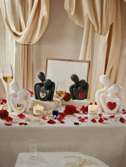 情侣雕像摆件，可放置于电视柜上，抽象雕塑摆件，家居装饰，浪漫情侣摆件，适用于客厅、卧室、办公室，情人节、生日、毕业礼物