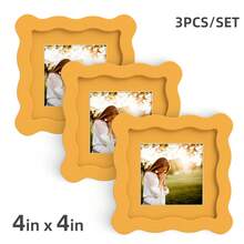 1pc/3pcs Wavy Design Photo Frame For Wall & Tabletop Decoration, Artistic Creative Home Decor With Multi-Color Waves - 7 Standard Sizes 4x4in, 4x6in, 5x7in, 6x6in, 8x8in, 8x10in, 11x14in - Modern Stylish Interior Accent, Fun Picture Frames, Scalloped Picture Frame- Graduation Wedding Gift (Random Photo Paper) - 波浪形 - 查看 42
