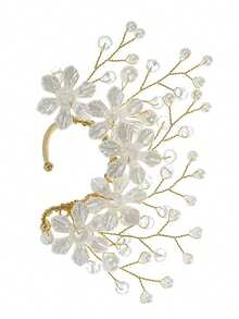 1pc Floral Design Vacation Style Earrings, Clip-On Exaggerated Unique Versatile Woodland Fairy Ear Cuff Earrings - Multicolor - View 5