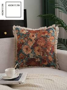1 pieza Funda de almohada de jacquard floral, estilo vintage americano country para decoración de sala de estar y sofá, extraíble y lavable, adecuada para sala de estar, dormitorio, balcón, jardín, exterior, decoración de automóvil (selección de multicolor) - Multicolor - Ver 17