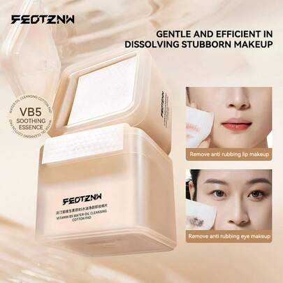 FEOTZNW 100 khăn lau tẩy trang dùng một lần - Làm sạch sâu nhẹ nhàng 3 trong 1 cho mắt, môi và mặt, tiện lợi khi đi du lịch và không gây kích ứng.