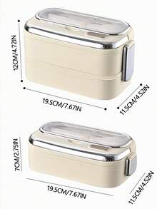 两件套便当盒套装 - 可叠放容器，适合成人和学生，女士午餐盒 - 含午餐袋，防漏 - 内置餐具套装 - 可放入洗碗机清洗（杏色） - 彩色 - 查看 11