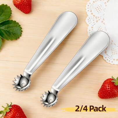 2/4 adet Paslanmaz Çelik Çilek Sapı ve Domates Sapı Çıkarma Aleti, Tatlılar, Salatalar İçin Pratik Mutfak Meyve ve Sebze Sapı Çıkarma Aletleri