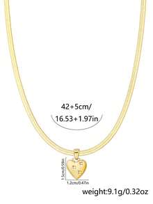 1pc Girl's Pendant Necklace, Minimalist Layered Design, Stainless Steel Flat Chain With Cubic Zirconia Heart Pendant, Versatile Daily Wear & Gift Accessory - Yellow Gold - View 7