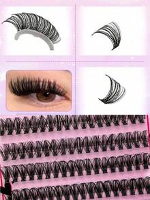 108 Cluster Lash Extensions, Glue-Free, Removable, D 0.07 Natural Look, DIY Eyelash Extension, Cosplay Lashes, 6 Rows, Glue-Free Lashes, Natural & Lengthening Lash Clusters, For Women, Party, Club, Makeup Tools - Multicolor - View 3