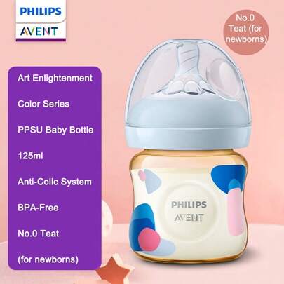 Philips Avent PPSU Baby Bottles Art Enlightenment Color Series Suitable For Newborn Baby To Six Months 4.2oz 8.8oz 11.2oz With Natural Response Nipples,Slow Flow