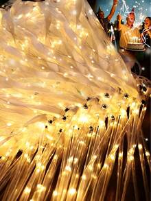 10pcs Wedding Wands With Ribbons, 3 Color Flashing Functions, Glowing LED Silk Fairy Wands, Lace Wands With Bells, Suitable For Wedding Reception, Graduation Ceremony, New Year's Eve, Birthday Party (Warm White) - Fairy Wand - View 8